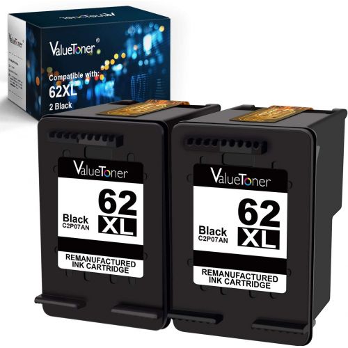  Valuetoner Remanufactured Ink Cartridge Replacement for HP 62 XL 62XL Used in Envy 5540 5640 5660 7644 7645 OfficeJet 5740 8040 200 250 Series Printer (2 Black)