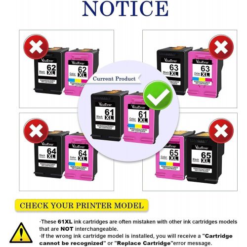  Valuetoner Remanufactured Ink Cartridges Replacement for HP 61XL 61 XL to use with Envy 4500 Deskjet 1000 1056 1510 1512 1010 1055 OfficeJet 4630 Printer (1 Black, 1 Tri-Color, 2-P