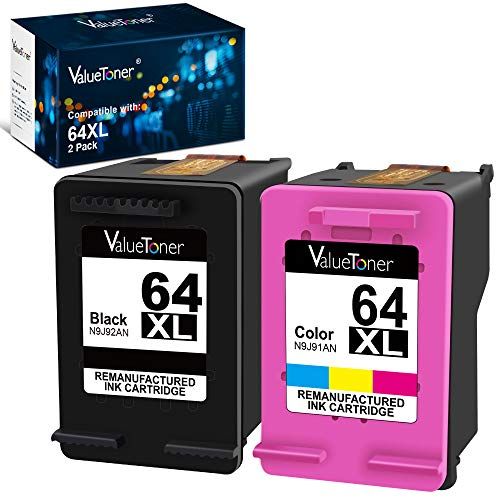  Valuetoner Remanufactured Ink Cartridge Replacement for HP 64 XL 64XL for Envy Photo 7858 7855 7155 6255 6252 7120 6232 7158 7164, Envy 5542 Printer (1 Black, 1 Tri-Color)