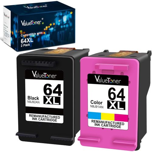  Valuetoner Remanufactured Ink Cartridge Replacement for HP 64 XL 64XL for Envy Photo 7858 7855 7155 6255 6252 7120 6232 7158 7164, Envy 5542 Printer (1 Black, 1 Tri-Color)