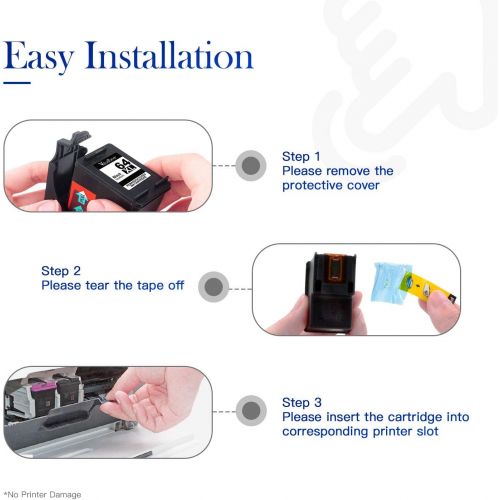  Valuetoner Remanufactured Ink Cartridge Replacement for HP 64 XL 64XL for Envy Photo 7858 7855 7155 6255 6252 7120 6232 7158 7164, Envy 5542 Printer (1 Black, 1 Tri-Color)