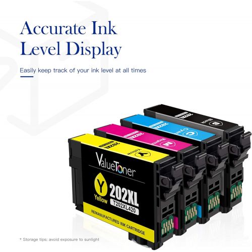  Valuetoner Remanufactured Ink Cartridges Replacement to use with Epson 202XL 202 XL for Workforce WF-2860 Expression Home XP-5100 (1 Black, 1 Cyan, 1 Magenta, 1 Yellow)