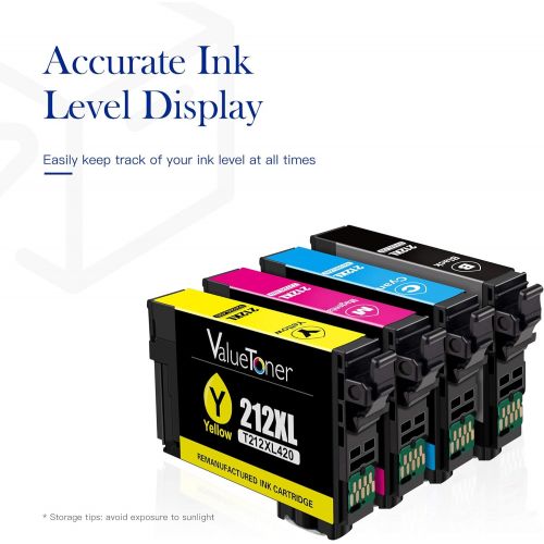  Valuetoner 212 212XL Remanufactured Ink Cartridge Replacement for Epson T212XL T212 XL to use with Expression XP-4100 XP-4105 Workforce WF-2830 WF-2850 Printer (1 Black, 1 Cyan, 1