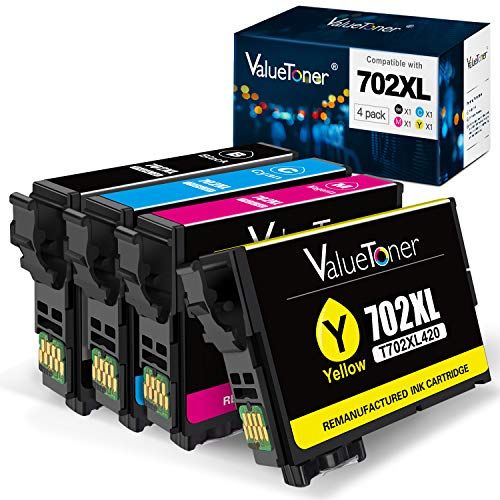  Valuetoner Remanufactured Ink Cartridges Replacement for Epson 702XL 702 XL for Workforce Pro WF-3733 WF-3720 WF-3730 Printer (1 Black, 1 Cyan, 1 Magenta, 1 Yellow, 4 Pack)