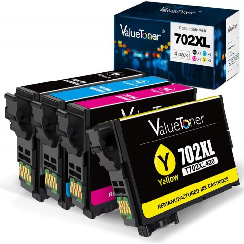  Valuetoner Remanufactured Ink Cartridges Replacement for Epson 702XL 702 XL for Workforce Pro WF-3733 WF-3720 WF-3730 Printer (1 Black, 1 Cyan, 1 Magenta, 1 Yellow, 4 Pack)