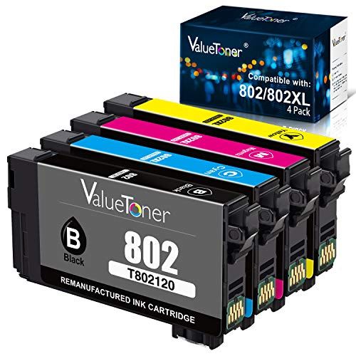  Valuetoner Remanufactured Ink Cartridge Replacement for Epson 802XL 802 T802XL to use with Workforce Pro WF-4720 WF-4730 WF-4734 WF-4740 EC-4020 EC-4030 EC-4040 Printer (4 Pack)