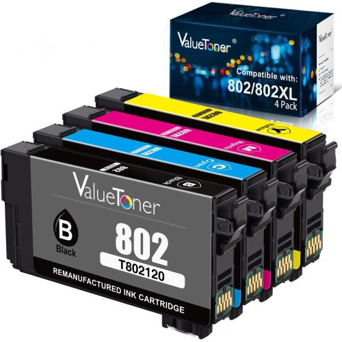  Valuetoner Remanufactured Ink Cartridge Replacement for Epson 802XL 802 T802XL to use with Workforce Pro WF-4720 WF-4730 WF-4734 WF-4740 EC-4020 EC-4030 EC-4040 Printer (4 Pack)