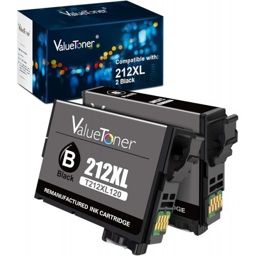  Valuetoner Remanufactured Ink Cartridge Replacement for Epson 212 XL 212XL T212 XL Used to Expression XP 4105 XP 4100， Workforce WF 2830 WF 2850 Printer (Black, 2-Pack)