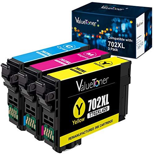  Valuetoner Remanufactured Ink Cartridges Replacement for Epson 702XL 702 XL for Workforce Pro WF-3733 WF-3720 WF-3730 Printer (1 Cyan, 1 Magenta, 1 Yellow, 3 Pack)