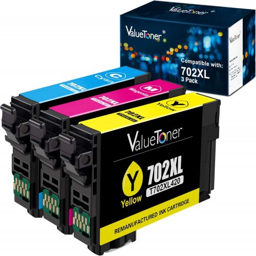  Valuetoner Remanufactured Ink Cartridges Replacement for Epson 702XL 702 XL for Workforce Pro WF-3733 WF-3720 WF-3730 Printer (1 Cyan, 1 Magenta, 1 Yellow, 3 Pack)