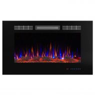 Valuxhome Armanni 36 750W/1500W, in-Wall Recessed Electric Fireplace Heater w/Logset, Crystals & Remote Control