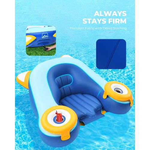  Valwix Inflatable Pool Lounge Recliner for Adults with Backrest, Footrest & Cup Holder Ice Buckets, Water Lounger 250 lbs Capacity