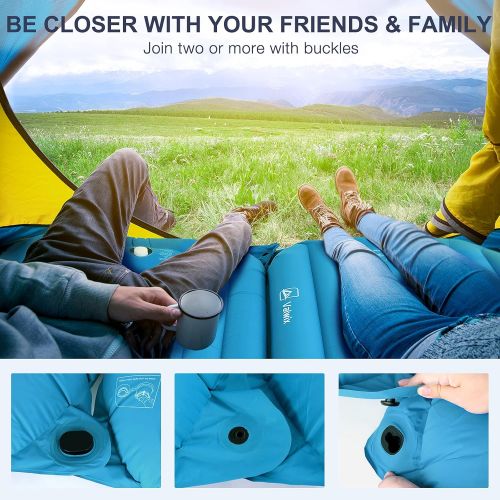  Valwix 5.5in Sleeping Pad for Camping, Camping Mattress w/ Built in Air Pillow & Pump, Lightweight & Waterproof Camping Pads for Sleeping, Sleeping Mat Camping for Adults, Self Inf