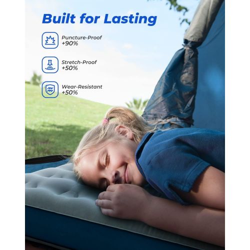  Valwix Twin Camping Air Mattress with USB Rechargeable Built in Pump - No-Leak Air Bed for Camp, Inflatable Blow up Bed w/ Portable Pump, Travel Bag for Tent Camping & Home, 400LBS