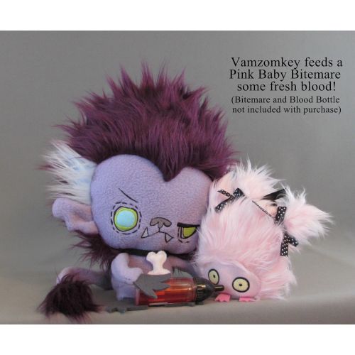  Vamplets - Vampire Zombie Monkey  12” Tall Designer Toy Plush Doll  Great Gift for Monster High Fans - Vamzomkey - Lives in The Nightmare Nursery of Gloomvania - by My Little Pon