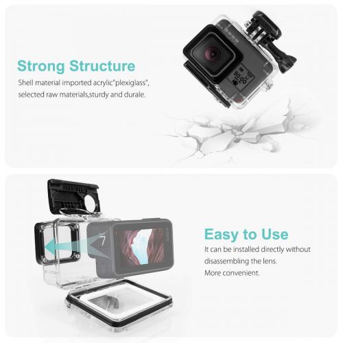  Vamson Waterproof Housing Case for Hero 7 Hero 6 Hero 5 Black/Hero (2018) Waterproof Case Diving Protective Housing Shell 45m for GoPro Hero6 Hero5 Action Camera