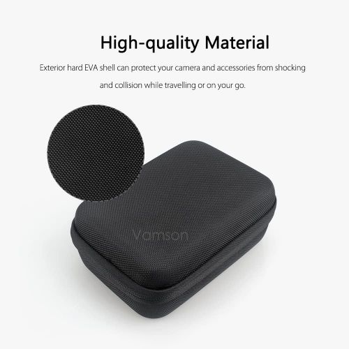  Vamson Vp802 Carrying Case Accessories Kits Bag for Go pro Hero 10/9/8/7/6 for DJI OSMO Action Camera for AKASO/YI and More Action Camera