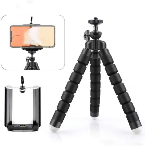  Vamson VP414 Flexible Mini Tripod for Smartphone Tripod Mobile Phone Holder Clip Stand for GoPro Hero 8 7 6 5 4 3+2 1 for yi 4k (VP414B-Black)