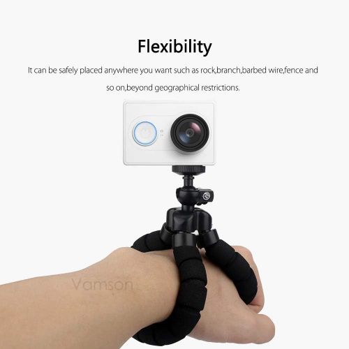  Vamson VP414 Flexible Mini Tripod for Smartphone Tripod Mobile Phone Holder Clip Stand for GoPro Hero 8 7 6 5 4 3+2 1 for yi 4k (VP414B-Black)