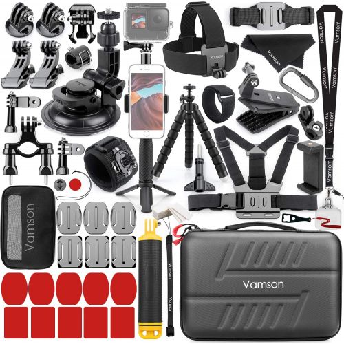  Vamson 63-in-1 Accessories Kit for GoPro Hero 10 9 8 7 6 5 Black 4 3 MAX Mount Tripod for DJI OSMO Action Camera,Insta360,Xiaomi Yi 4K,AKASO,Campark,Apeman,SJCAM,DBPOWER AVS08