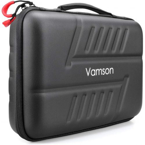  Vamson Large Carrying Case for GoPro Hero 10 9 8 7 6 5 4 3/DJI Osmo Action/AKASO/APEMAN/Insta360 One X Camera and Accessories, Hard PU Shell DIY Protective Travel Case Storage Bag