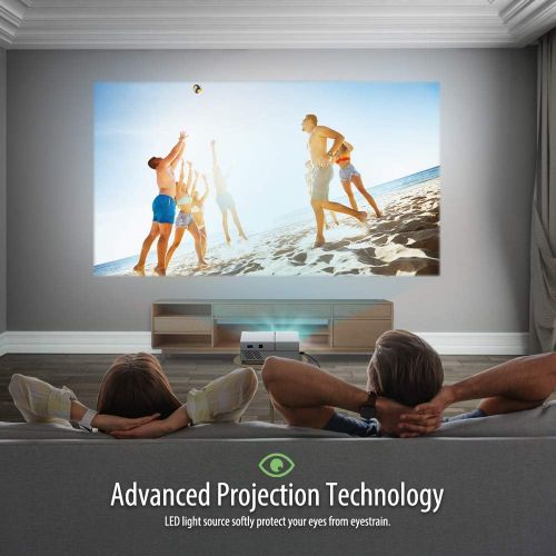  Vamvo Movie Projector, Portable Projector with Dolby Digital Plus Support 1080P 200 Display, Compatible with Fire TV Stick/PS4, Video Outdoor Projector for Phone with HDMI, VGA, SD
