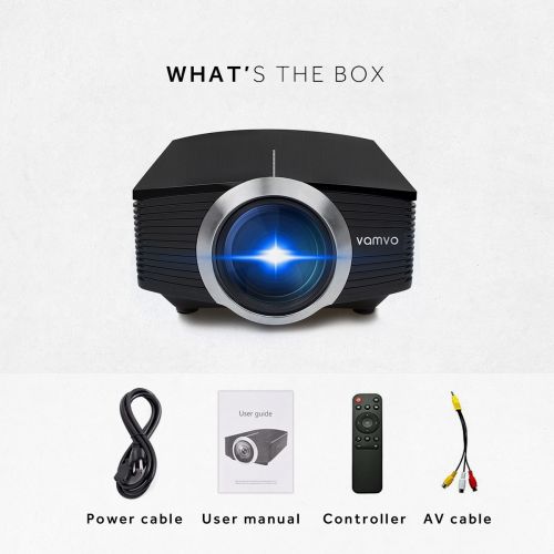  Led Projector, Vamvo 2200Lux Home Theater Movie Projector LED Source Video Projector Supported 1080P Portable Projector Compatible with Fire TV Stick,HDMIVGAUSBSD 2018 New Versi