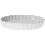 Van Well Quiche-Form rund, Ø 205 mm, H 30 mm, wellige Auflaufform aus Porzellan, hitzebestandig, runde Kuchenform, Geschirr weiss, Kochen + Backen