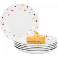 Van Well Steingut 6er Geschirr-Set Serie Capri | weiss mit Dekor | Artikel wahlbar, Service Serie Capri:Dessertteller 21cm