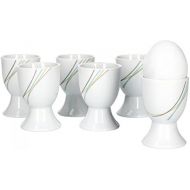 Van Well Aliha 6er Set Eierbecher, rund Ø 4,8 cm, H 7,0 cm, Liniendekor, edles Marken-Porzellan