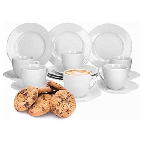  Van Well Trend 36-tlg. Kaffeeservice weiss fuer 12 Personen, Kaffeetassen + Untertassen + Kuchenteller