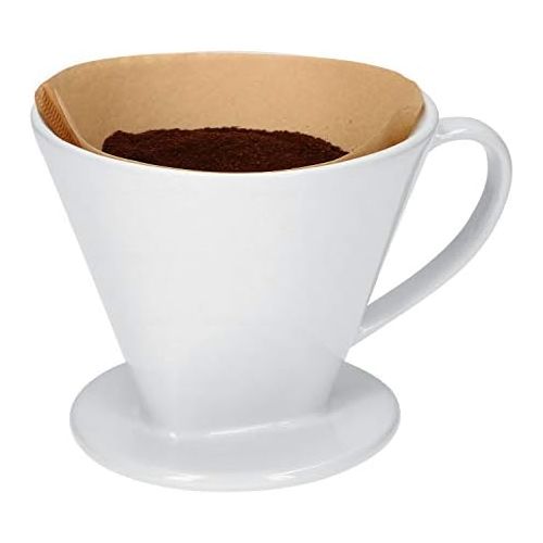  Van Well Kaffeefilter No. 4 aus weissem Porzellan | 16.5 x 13.5 x 12 cm | SoftBrew-Verfahren I schonende Zubereitung von Tee & Kaffee | manuelles Filter-Gerat