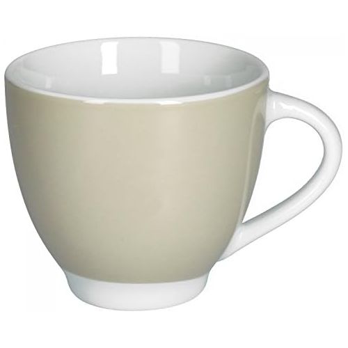  Van Well 6er Set Kaffeetasse mit Untertasse Serie Vario Porzellan - Farbe wahlbar, Farbe:beige
