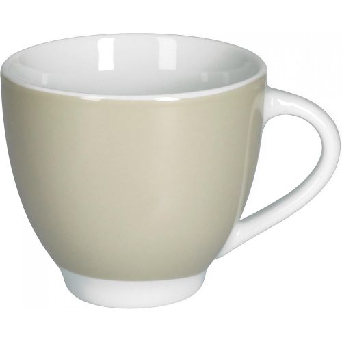  Van Well 6er Set Kaffeetasse mit Untertasse Serie Vario Porzellan - Farbe wahlbar, Farbe:beige