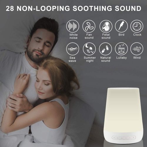  White Noise Machine for Sleeping - VanSmaGo Sleep Sound Machine & Night Light for Baby Kid Adult,Rechargeable Battery,28 HiFi Soothing Sound,32 Volume Control,Timer and Memory,Port