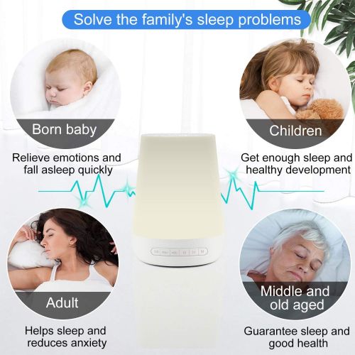  White Noise Machine for Sleeping - VanSmaGo Sleep Sound Machine & Night Light for Baby Kid Adult,Rechargeable Battery,28 HiFi Soothing Sound,32 Volume Control,Timer and Memory,Port