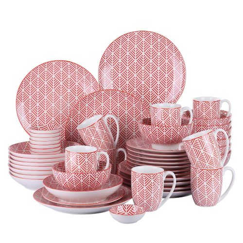  Vancasso Porzellan Tafelservice, Serie Momoko, 48-teilig Geschirrset, Kombiservice, Beinhaltet Dipschalchen, Kaffeebecher, Mueslischalen, Dessertteller, Suppenteller und Speisetelle