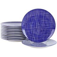 Vancasso, Takaki Porzellan Speiseteller, 12 teilig Set Rund Flachteller Set, Durchmesser 27 cm, Blau