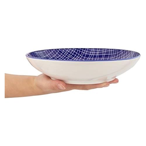  Vancasso, Takaki 12 teilig Porzellan Suppenteller, Rund Tiefteller Set, Ø 21,5 cm, Blau