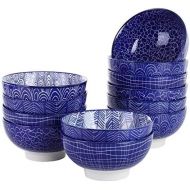 Vancasso, Takaki Porzellan Mueslischalen, 12 TLG. Set Dessertschalen, Durchmesser 15,2 cm, Salatschuessel, Blau
