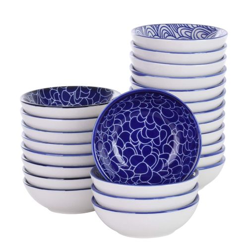  Vancasso, Takaki 24 teilig Porzellan Dipschalchen Set, Saucen Snack Dessert Schalchen, Blau