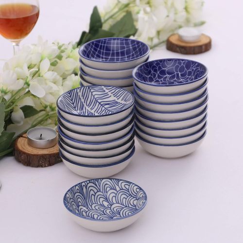  Vancasso, Takaki 24 teilig Porzellan Dipschalchen Set, Saucen Snack Dessert Schalchen, Blau