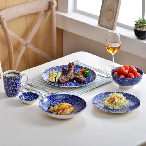  Vancasso, Takaki 24 teilig Porzellan Dipschalchen Set, Saucen Snack Dessert Schalchen, Blau