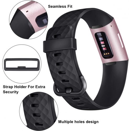  [아마존베스트]Vancle Bands Compatible with Fitbit Charge 3 Bands Rose Gold Replacement Charge 3 SE Sports Wristbands Small Large for Women Men
