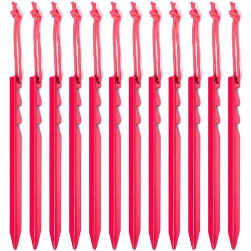  Vancool 12PCS 7 inch Outdoors Aluminum Alloy Triangle Tent Stakes with 3 Guy Point