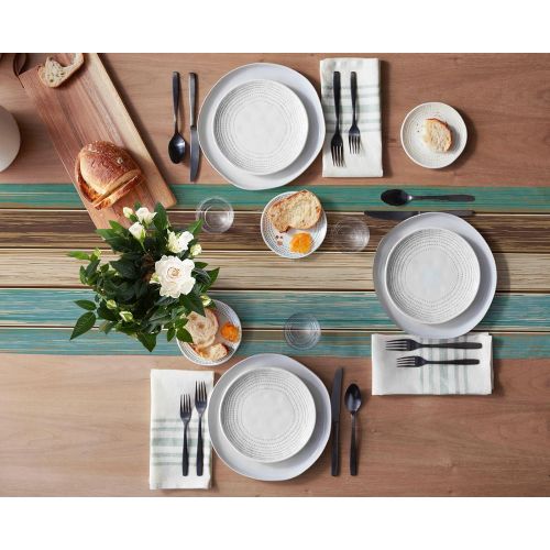  [아마존베스트]Vandarllin Cotton Linen Table Runner Dresser Scarves Retro Rustic Barn Wood&Teal Green Brown Non-Slip Burlap Rectangle Table Setting Decor for Farmhouse Wedding Party Holiday Dinner Home, (13