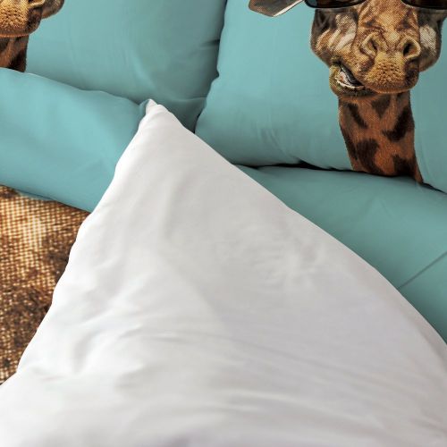  Vandarllin Funny Animal 4 Piece Bedding Sets Full Size,Funny Giraffe Wearing Sunglasses Printed Duvet Cover Set Decorative Bedspread for Kids/Childrens/Teens/Adults,