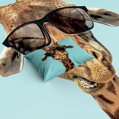  Vandarllin Funny Animal 4 Piece Bedding Sets Full Size,Funny Giraffe Wearing Sunglasses Printed Duvet Cover Set Decorative Bedspread for Kids/Childrens/Teens/Adults,