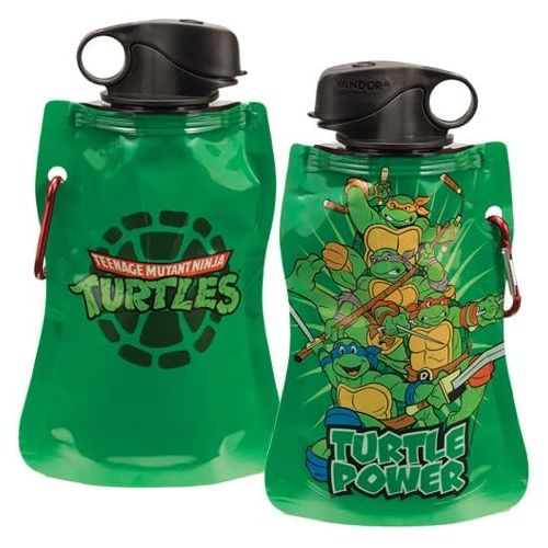  Vandor 38072 Teenage Mutant Ninja Turtles 12 oz Collapsible Water Bottle, Multicolor