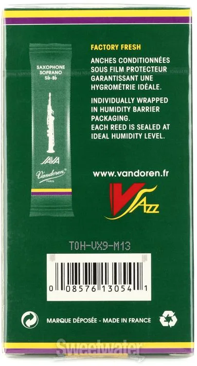  Vandoren SR3025 - JAVA Soprano Saxophone Reeds - 2.5 (10-pack)